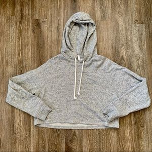 Cropped Light Gray Hooded Sweatshirt Hoodie Size M